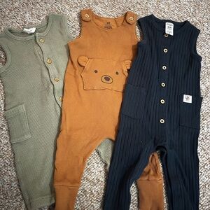 H&M and Carters Organic Cotton Ribbed Baby Romper in Tan